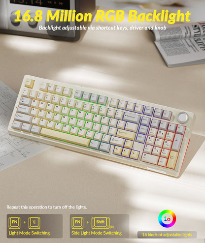 Solakaka Ki99pro 3‑Mode RGB Mechanical Keyboard,  Orange-White