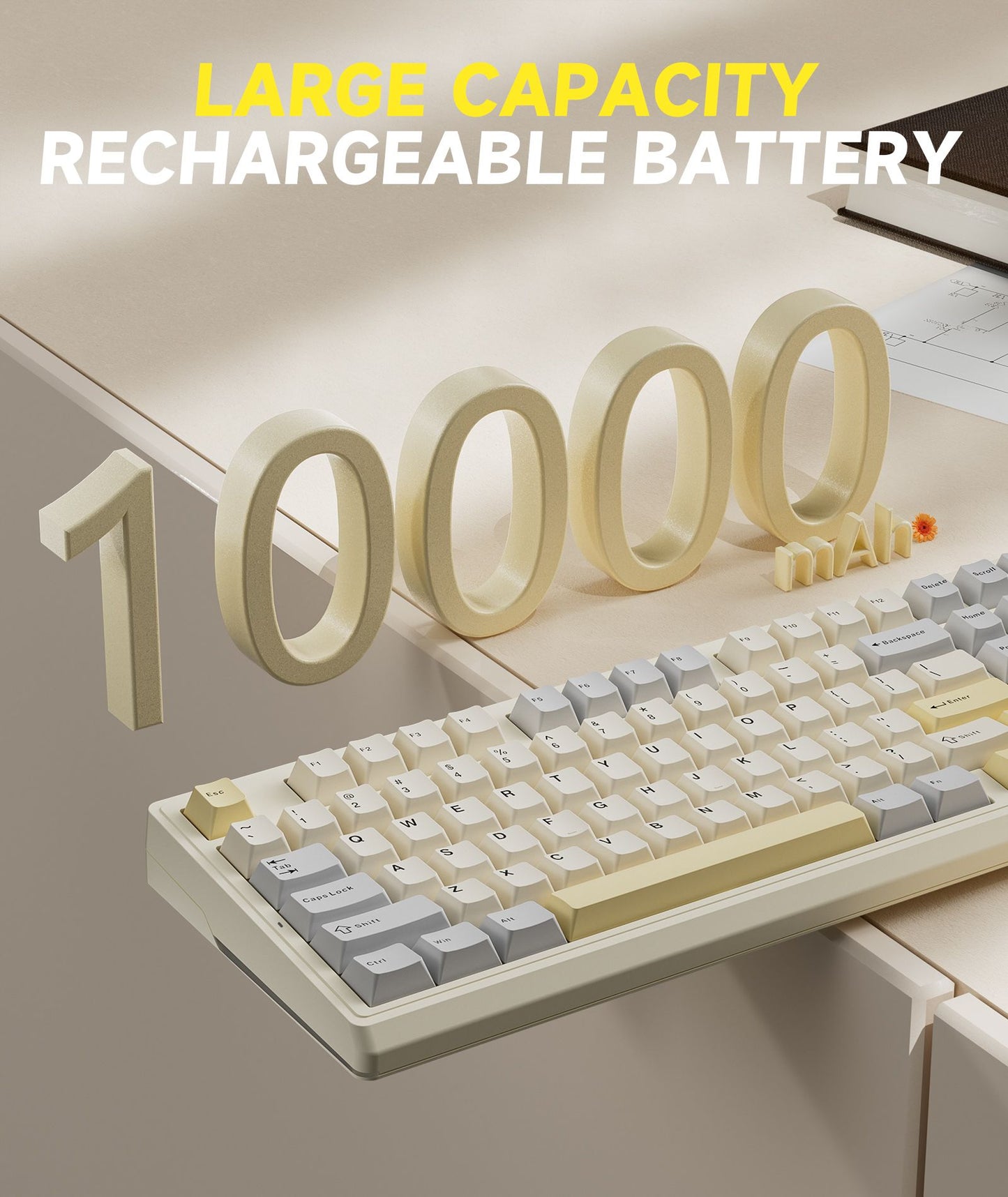Solakaka Ki99pro 3‑Mode RGB Mechanical Keyboard,  Orange-White