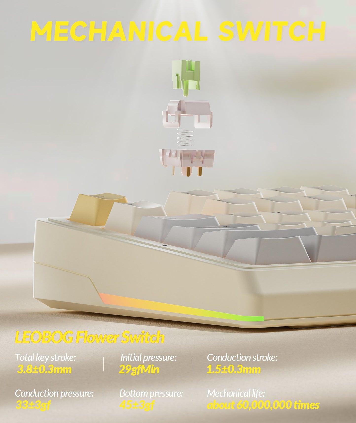 Solakaka Ki99pro 3‑Mode RGB Mechanical Keyboard,  Orange-White