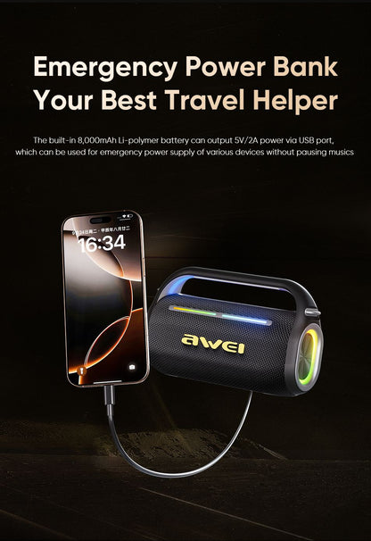 AWEI KT18 Portable Karaoke Bluetooth Speaker with 2 Wireless Microphones,black