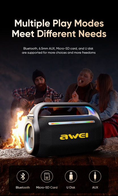 AWEI KT18 Portable Karaoke Bluetooth Speaker with 2 Wireless Microphones,black