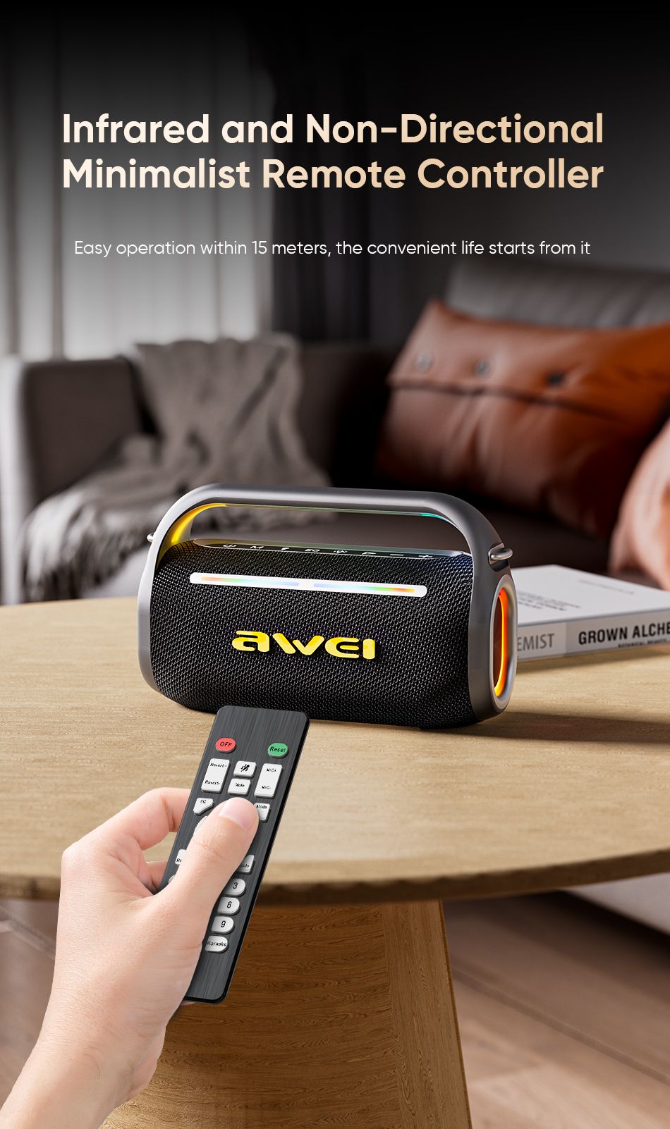 AWEI KT18 Portable Karaoke Bluetooth Speaker with 2 Wireless Microphones,black