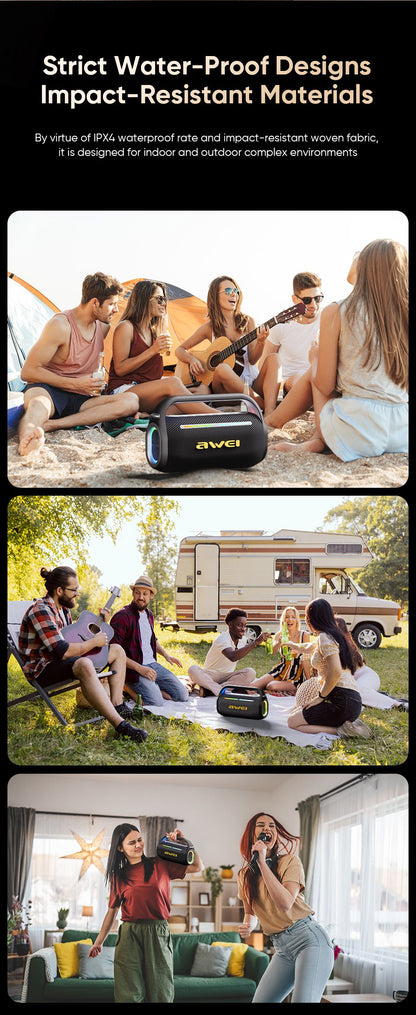 AWEI KT18 Portable Karaoke Bluetooth Speaker with 2 Wireless Microphones,black