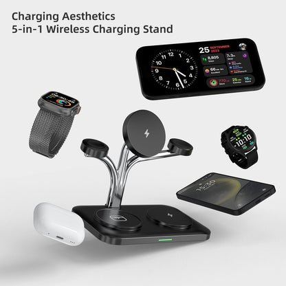 OC22 5-in-1 Wireless Charging Stand Multi Device Fast Charging Dock，black