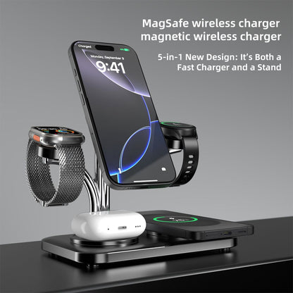 OC22 5-in-1 Wireless Charging Stand Multi Device Fast Charging Dock，black