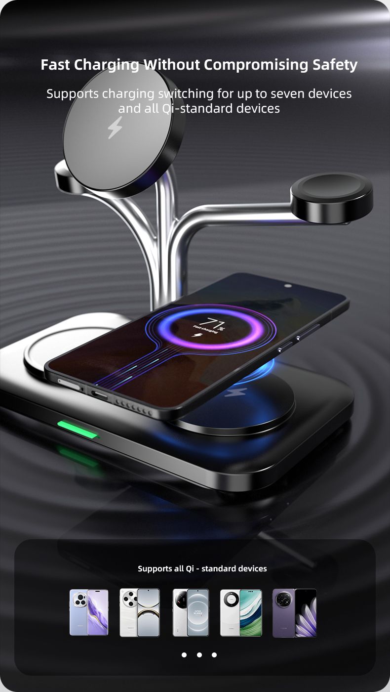 OC22 5-in-1 Wireless Charging Stand Multi Device Fast Charging Dock，black