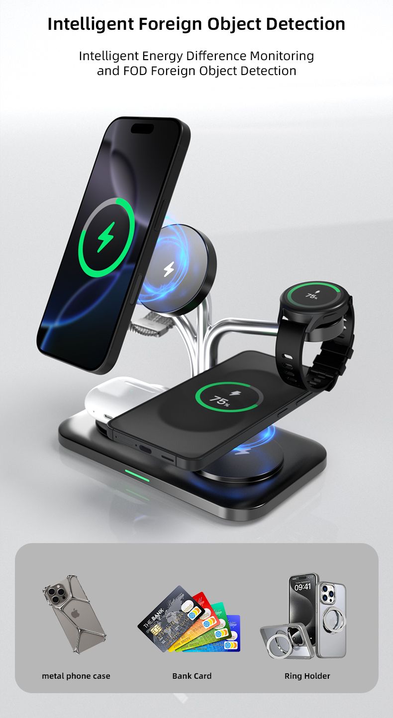 OC22 5-in-1 Wireless Charging Stand Multi Device Fast Charging Dock，white