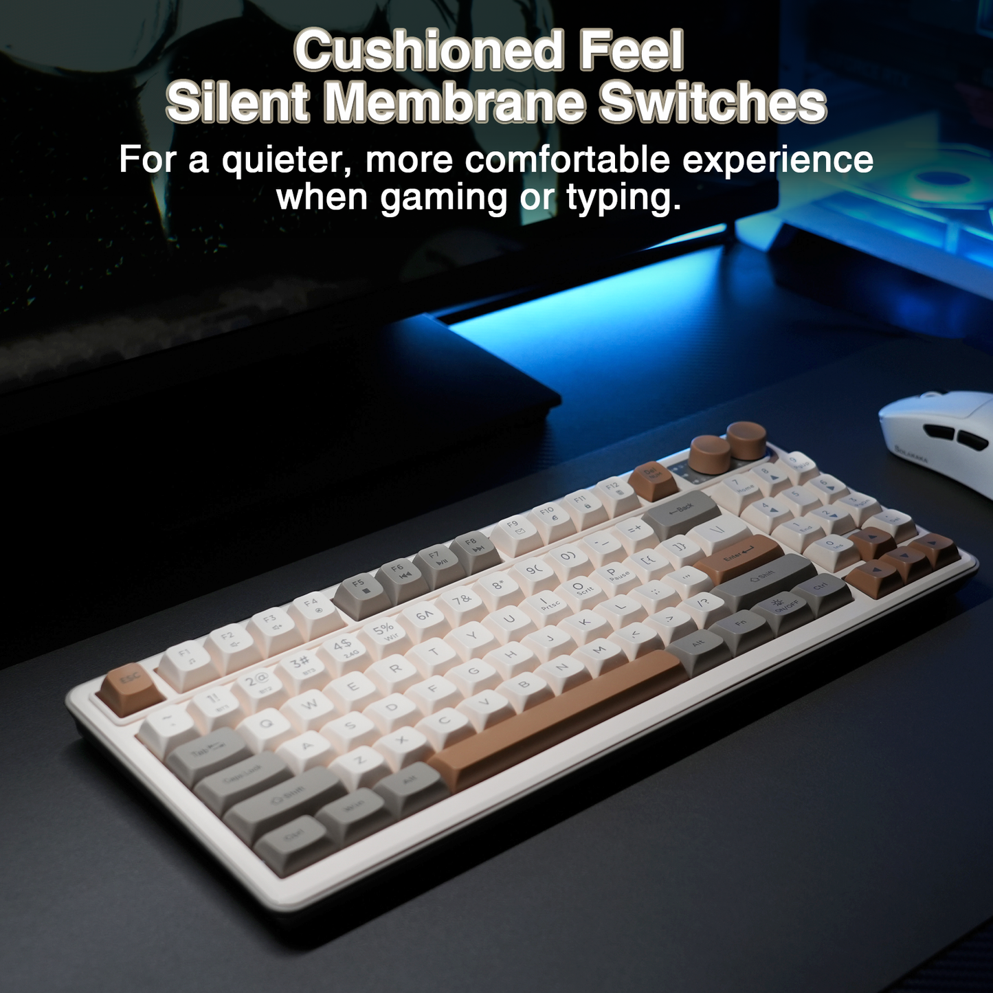 SOLAKAKA SK90 75% Compact Wireless Keyboard with Independent Number Pad，cream