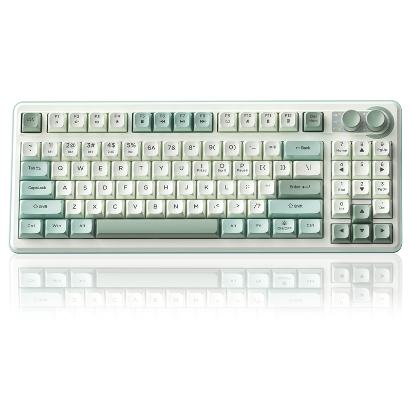 SOLAKAKA SK90 75% Compact Wireless Keyboard with Independent Number Pad，Green & White