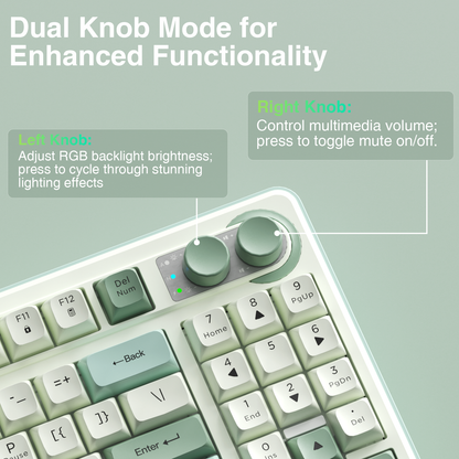 SOLAKAKA SK90 75% Compact Wireless Keyboard with Independent Number Pad，Green & White