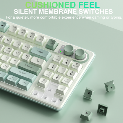 SOLAKAKA SK90 75% Compact Wireless Keyboard with Independent Number Pad，Green & White