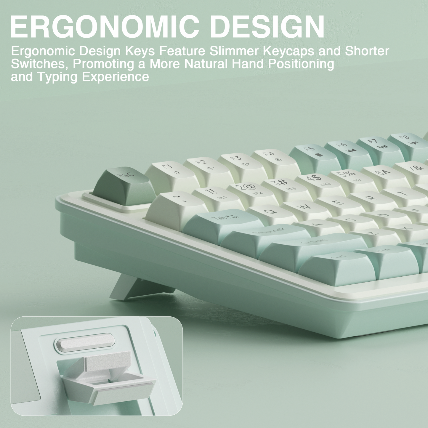 SOLAKAKA SK90 75% Compact Wireless Keyboard with Independent Number Pad，Green & White