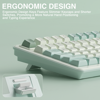 SOLAKAKA SK90 75% Compact Wireless Keyboard with Independent Number Pad，Green & White