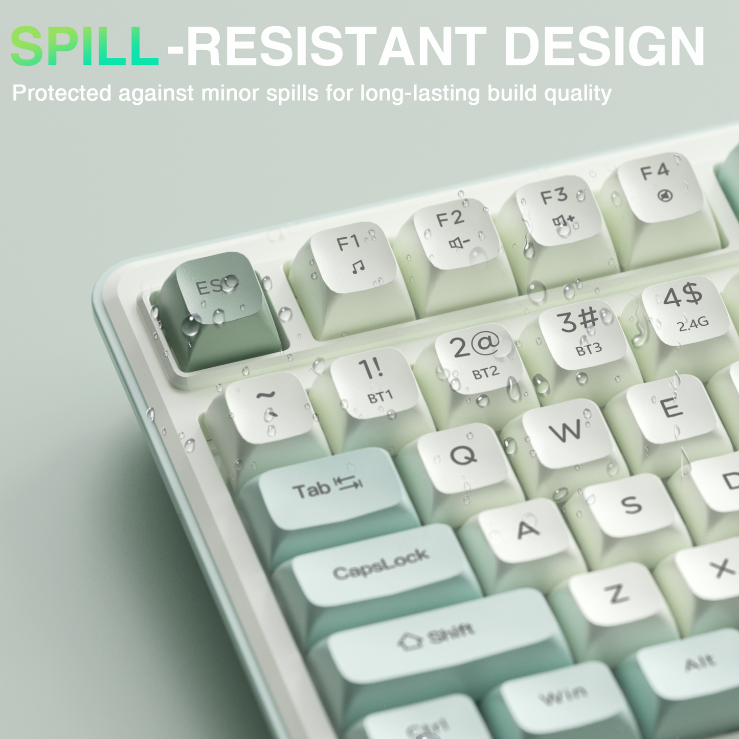 SOLAKAKA SK90 75% Compact Wireless Keyboard with Independent Number Pad，Green & White