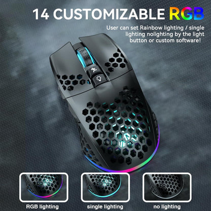 SOLAKAKA SM600 Honeycomb Shell Gaming Mouse Wireless,black