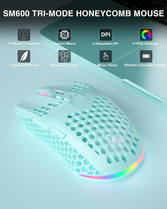 SOLAKAKA SM600 Honeycomb Shell Gaming Mouse Wireless,green