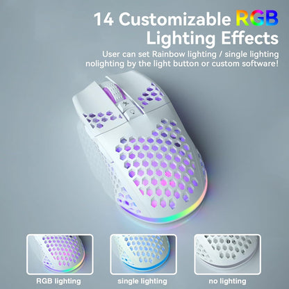 SOLAKAKA SM600 Honeycomb Shell Gaming Mouse Wireless,white