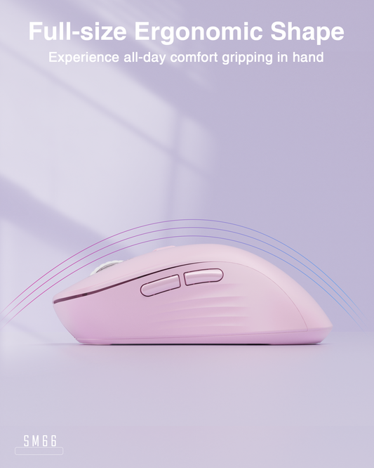 SM67 Dual Mode Wireless Gaming Mouse, Rechargeable RGB Ergonomic Mice with Adjustable DPI ,pink