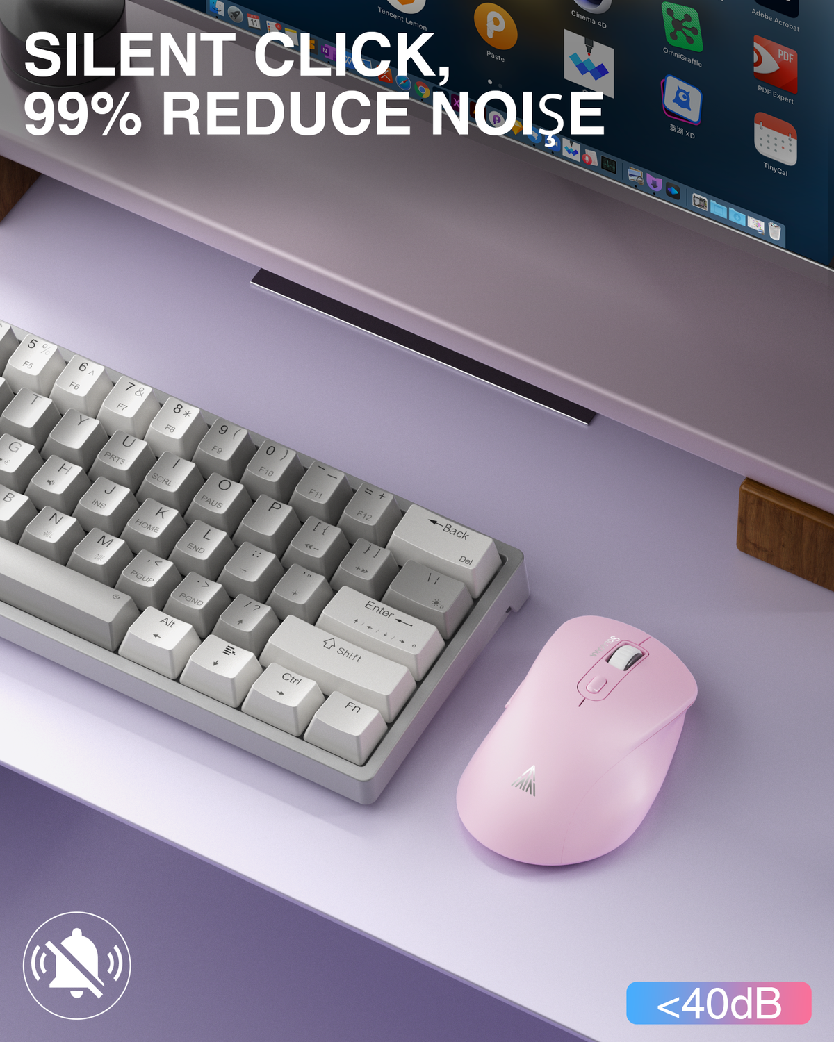 SM67 Dual Mode Wireless Gaming Mouse, Rechargeable RGB Ergonomic Mice with Adjustable DPI ,pink