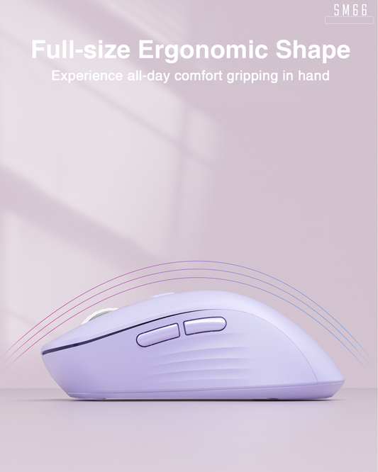 SM68 Dual Mode Wireless Gaming Mouse, Rechargeable RGB Ergonomic Mice with Adjustable DPI ,purple