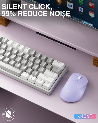 SM68 Dual Mode Wireless Gaming Mouse, Rechargeable RGB Ergonomic Mice with Adjustable DPI ,purple
