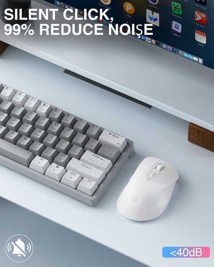 SM66 Dual Mode Wireless Gaming Mouse, Rechargeable RGB Ergonomic Mice with Adjustable DPI ,white