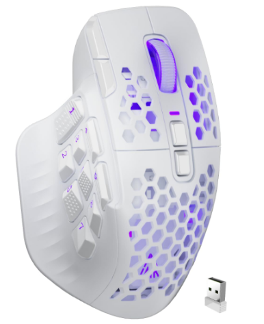 SM809pro Tri-Mode MM0 Wireless Gaming Mouse, Adjustable DPI RGB Backlight,white
