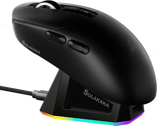 SOLAKAKA SM820 Wireless Gaming Mouse with RGB Charging Dock,24000 DPI Tri-Modes Wireless Mouse，black