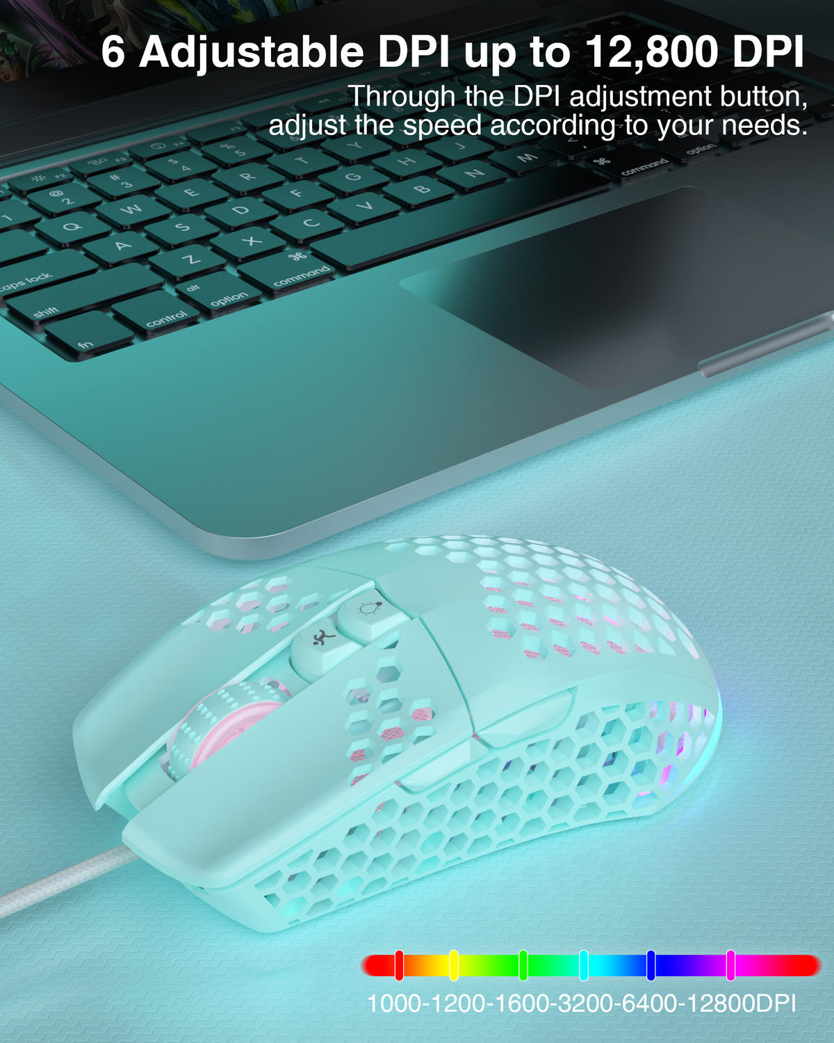 SOLAKAKA SM900 Wired Gaming Mouse with Honeycomb Shell，green