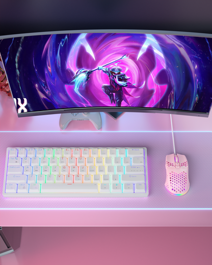 SOLAKAKA SM900 Wired Gaming Mouse with Honeycomb Shell，pink