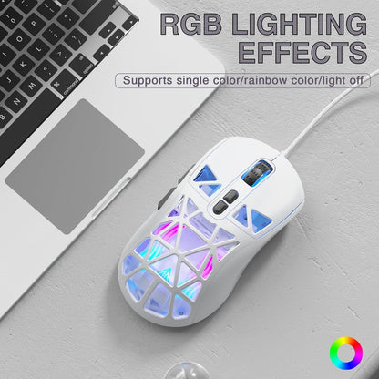 SOLAKAKA SM901 Gaming Mouse,13800DPI RGB Mouse with Programmable Buttons,53g Lightweight Wired Mouses for Gamer,white
