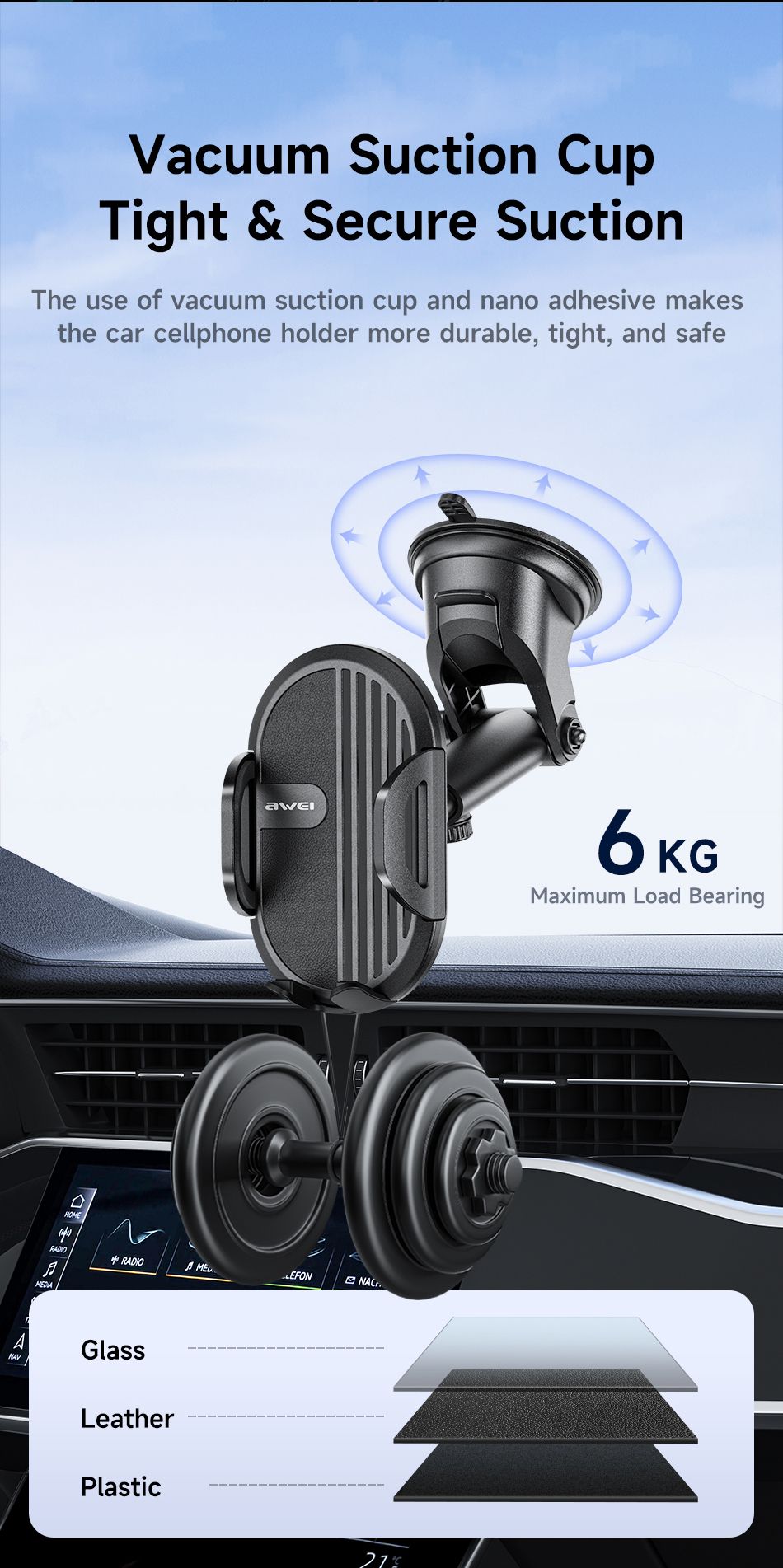 X72 360° Rotation Car Phone Holder, Auto Lock Air Vent Mount for All Mobile Phones，black