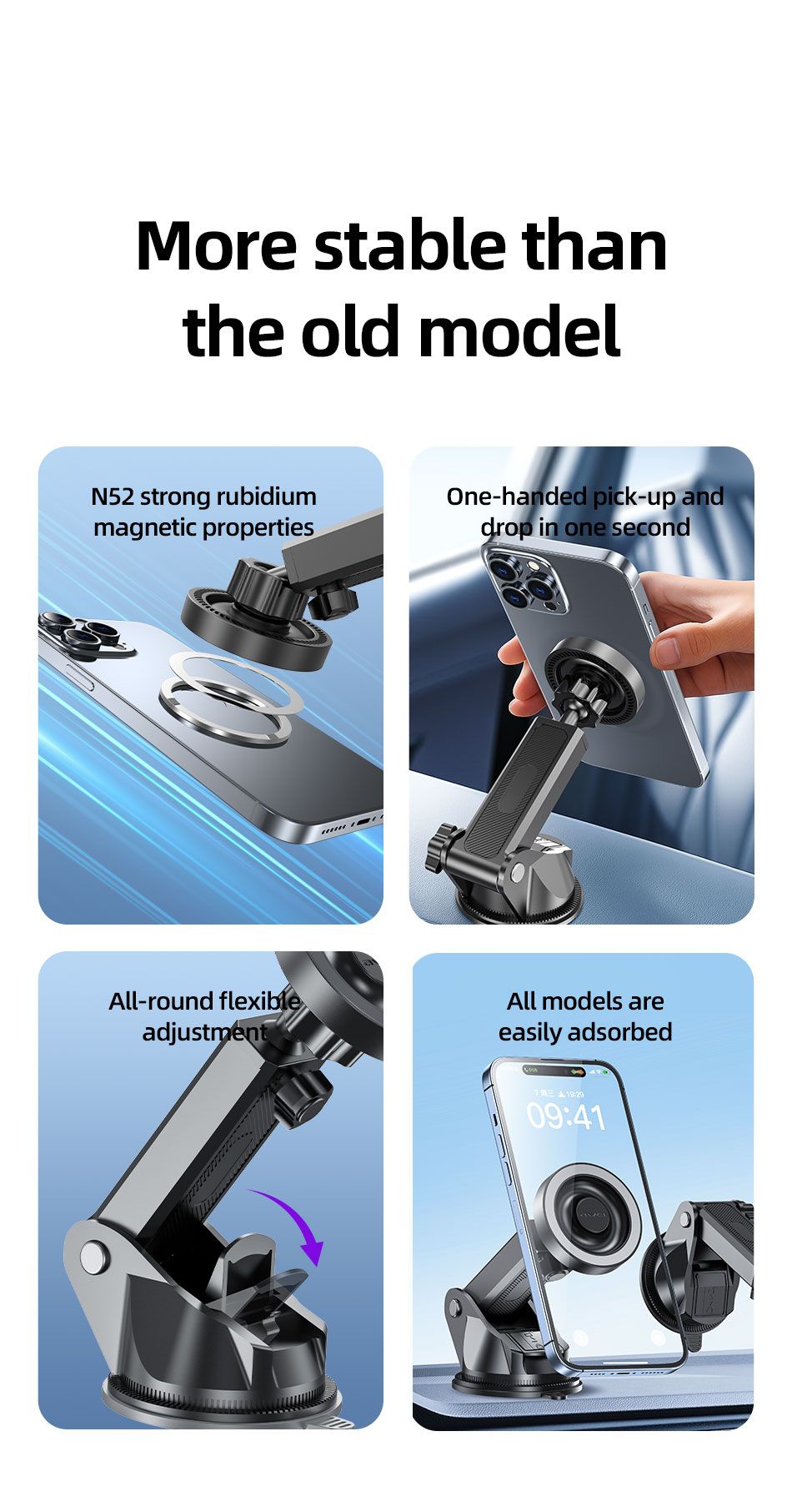 AWEI X88 Suction Cup Car Mount, Windshield Dashboard Universal Cell Phone Holder，black