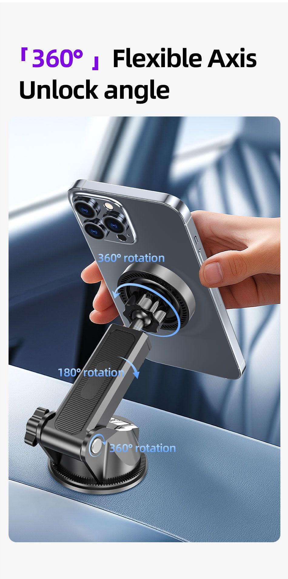 AWEI X88 Suction Cup Car Mount, Windshield Dashboard Universal Cell Phone Holder，black