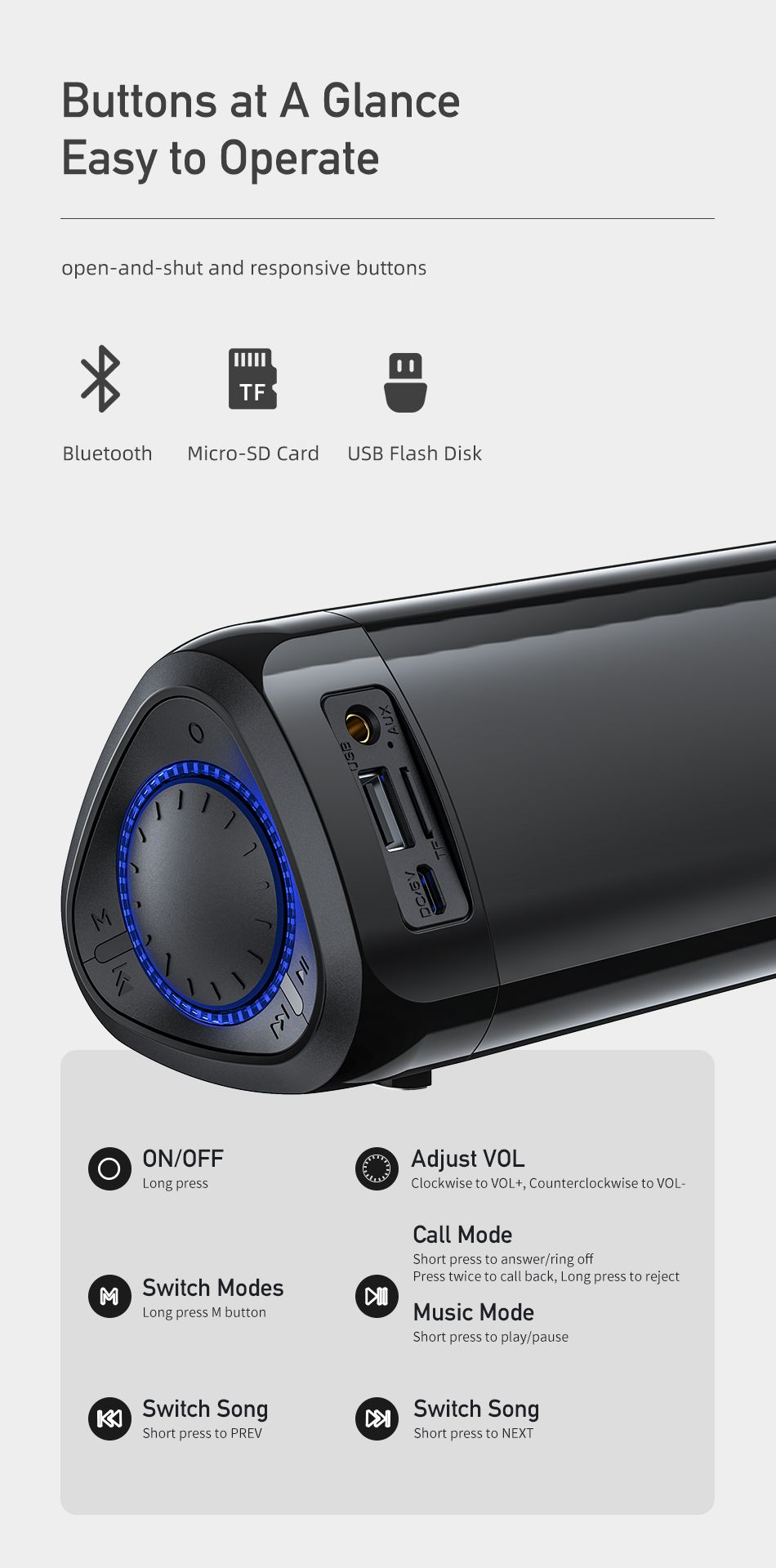 AWEI Y333 Desktop Soundbar, 10W Stereo Bluetooth Speaker with TWS Function,black