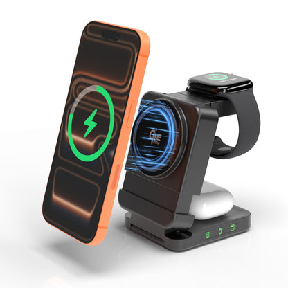 YF3 25W Foldable Rotatable Wireless Charger 3 in 1 Multi Device Charging Dock，black