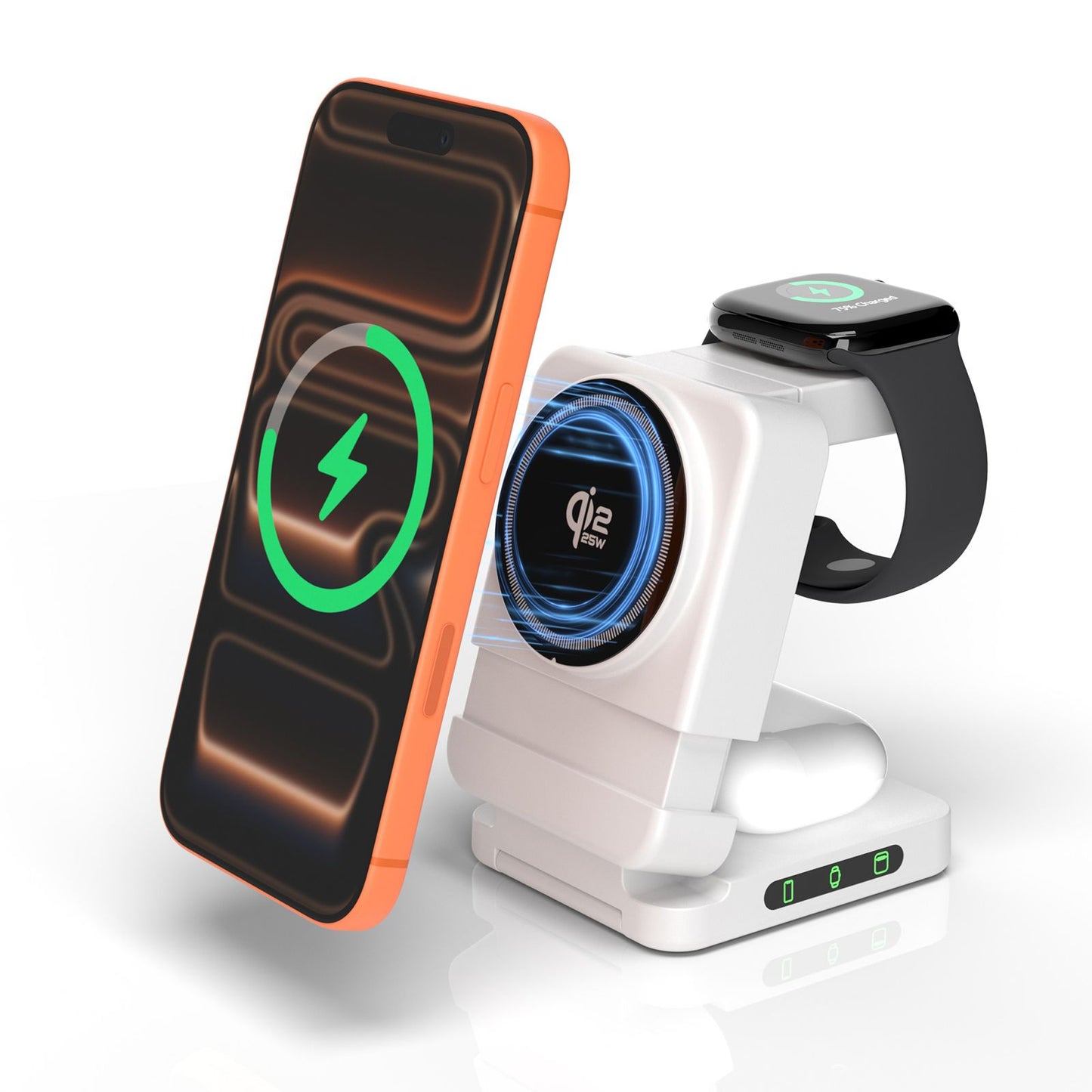 YF3 25W Foldable Rotatable Wireless Charger 3 in 1 Multi Device Charging Dock，white