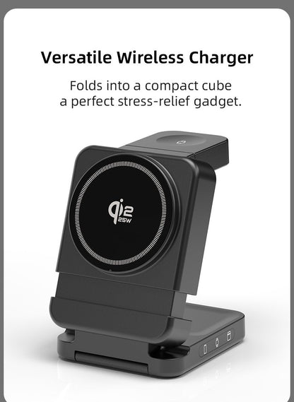 YF3 25W Foldable Rotatable Wireless Charger 3 in 1 Multi Device Charging Dock，white