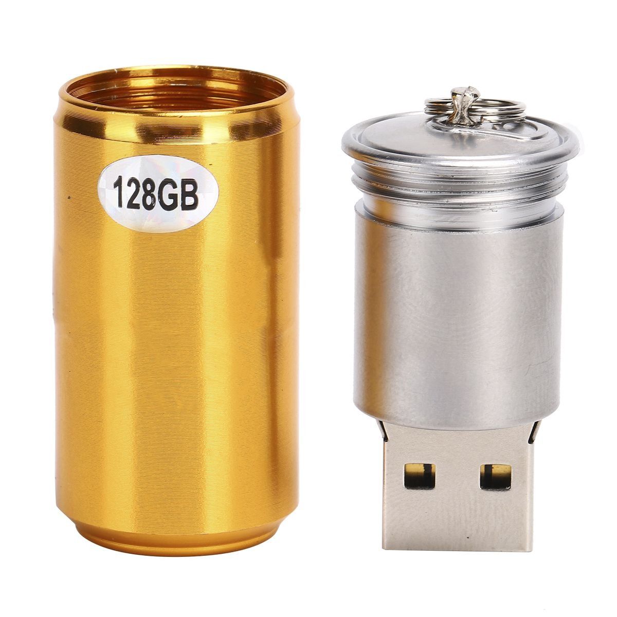 Unique Can Shaped U Disk Fashionable Portable USB Flash Drive Brass Yellow