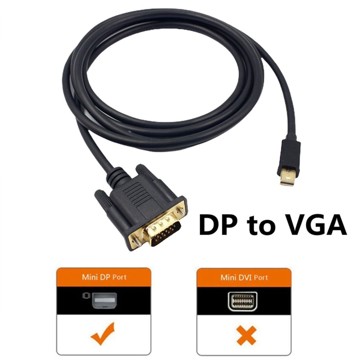 1.8M MIni DP to VGA Adapter 1080P DP to VGA Adapter HDTV Display for MacBoo