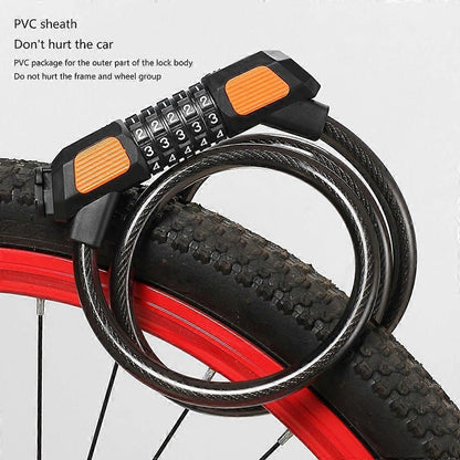 Bike Lock Cable 5Digits Resettable Combination Cable Lock, Bicycles Code Lock - Green