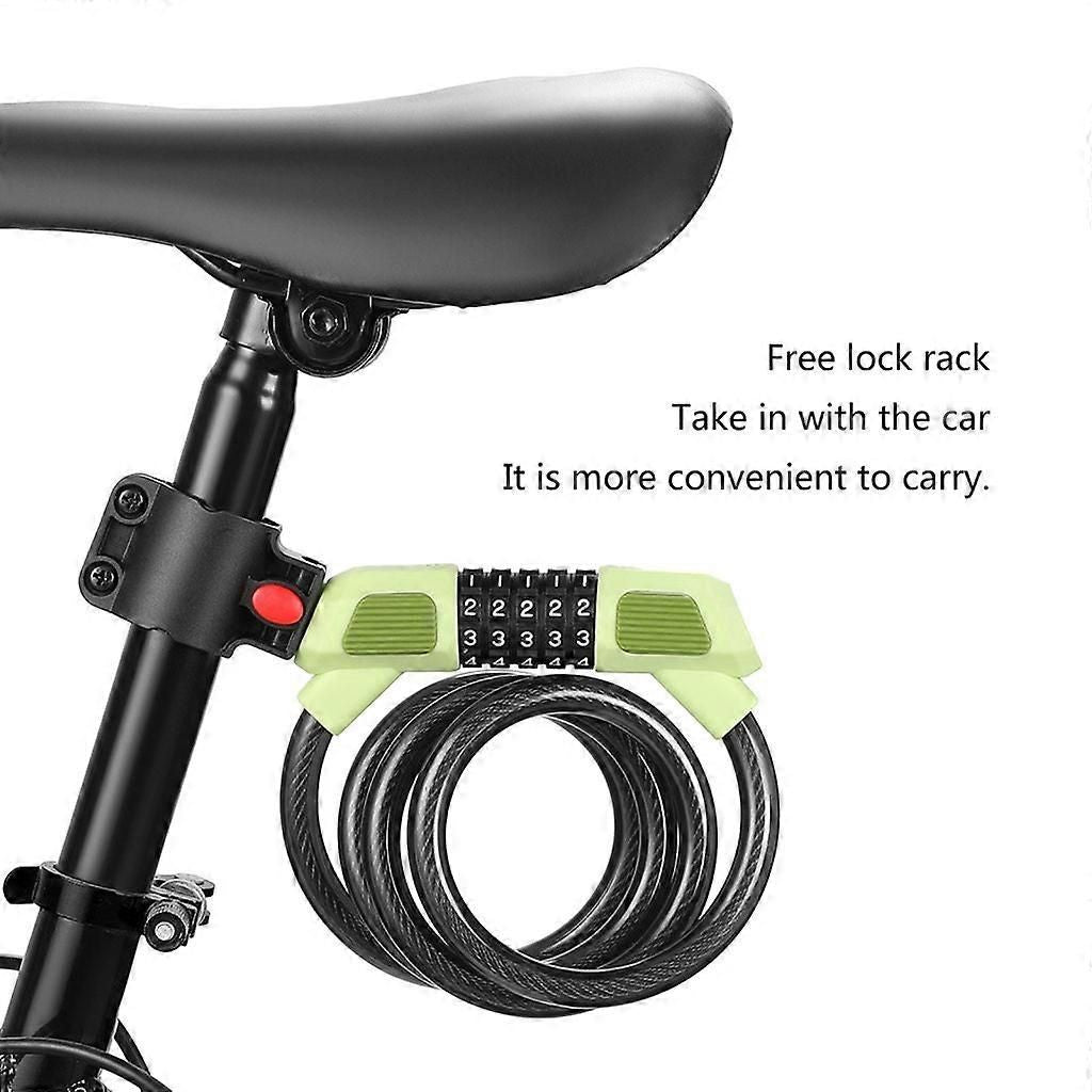 Bike Lock Cable 5Digits Resettable Combination Cable Lock, Bicycles Code Lock - Blue
