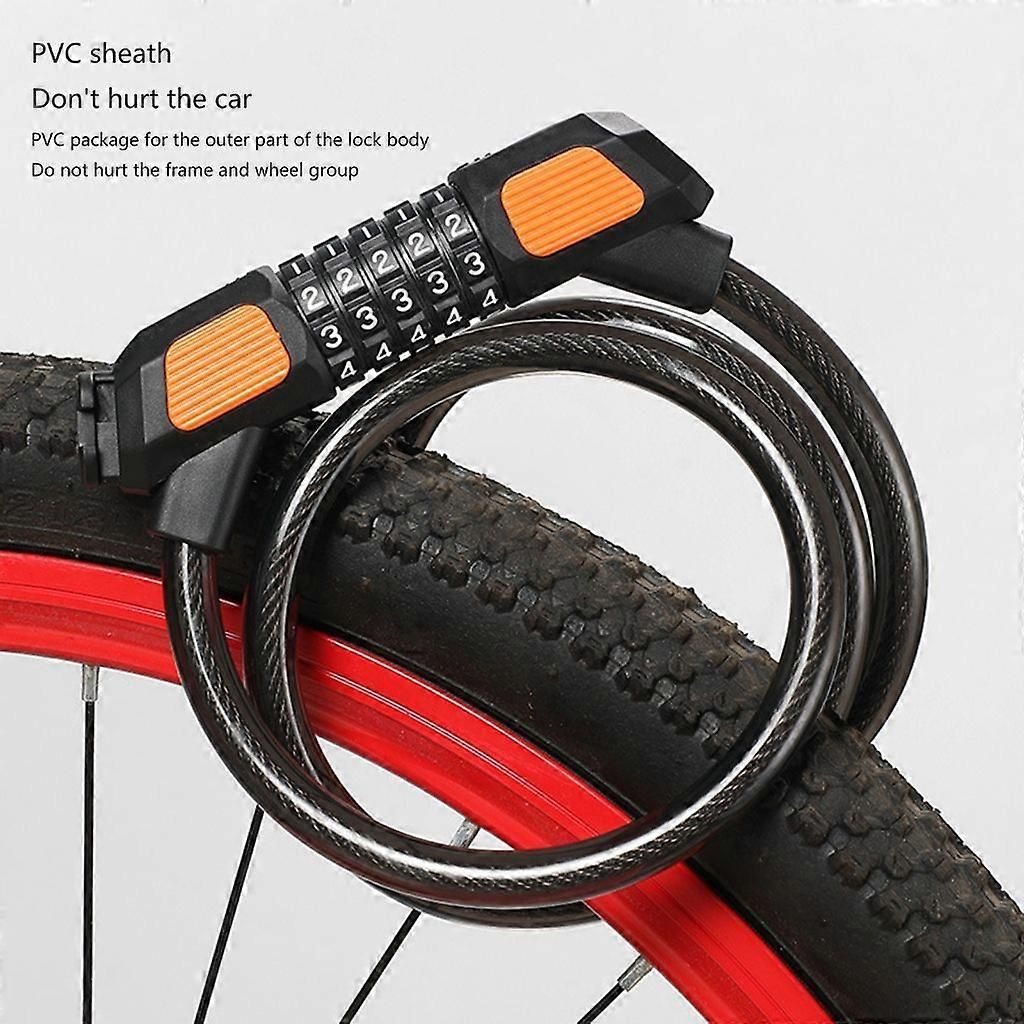 Bike Lock Cable 5Digits Resettable Combination Cable Lock, Bicycles Code Lock - Black