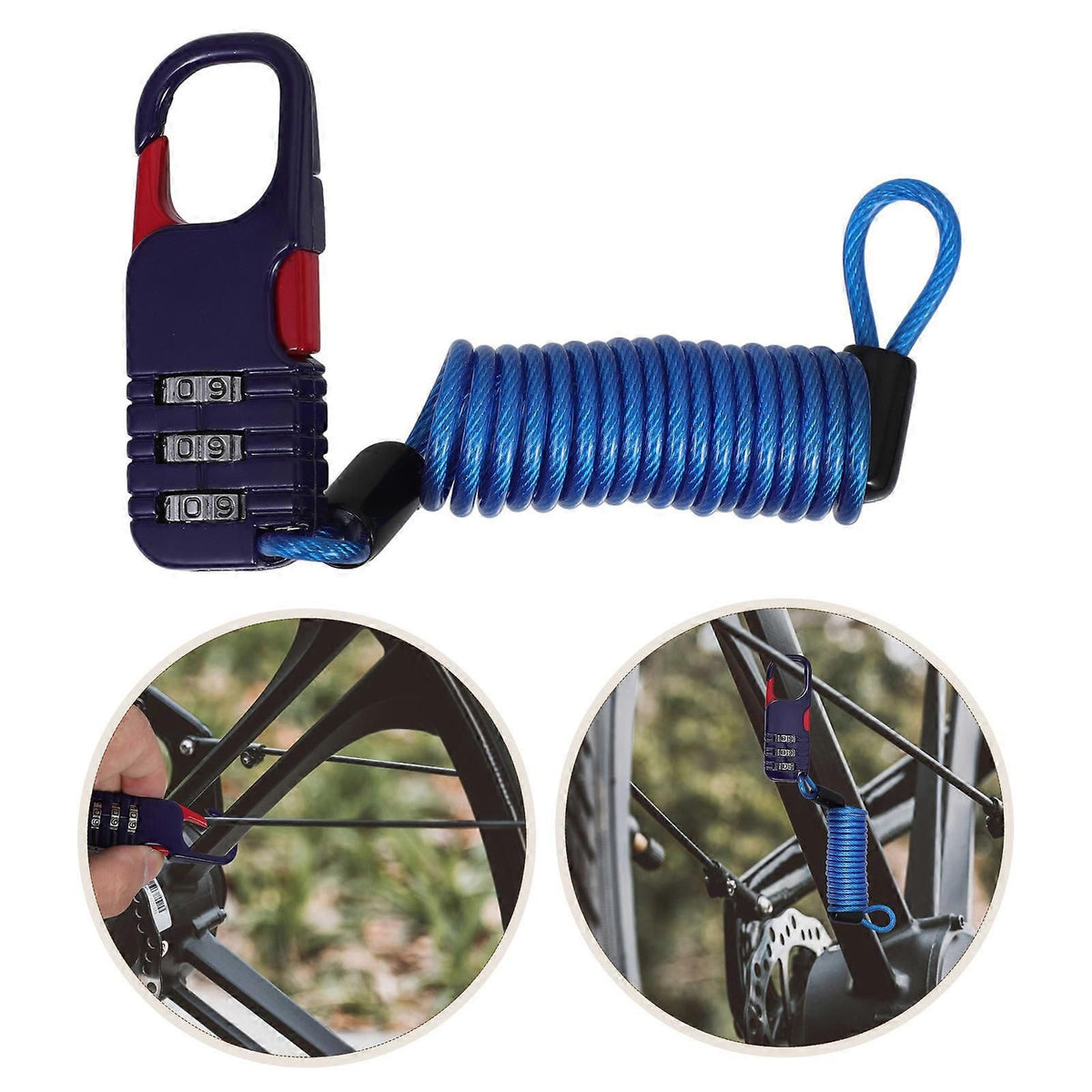 Password Lock for Bike Bicycle Wire Lock for Daily Use Blue