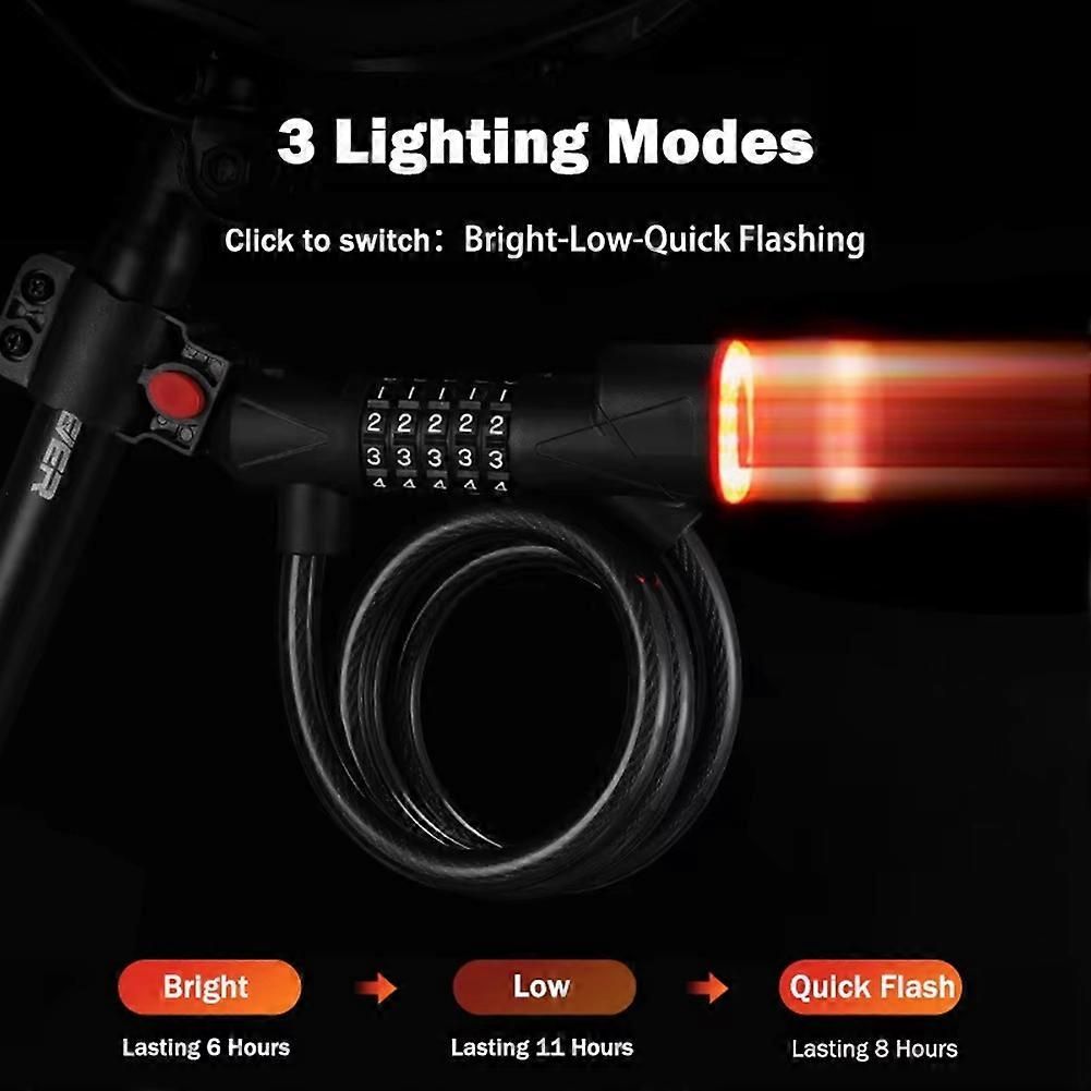 Bicycle Lock with Light 5 Digit Security Password Bike Lock Green