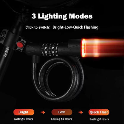 Bicycle Lock with Light 5 Digit Security Password Bike Lock Green
