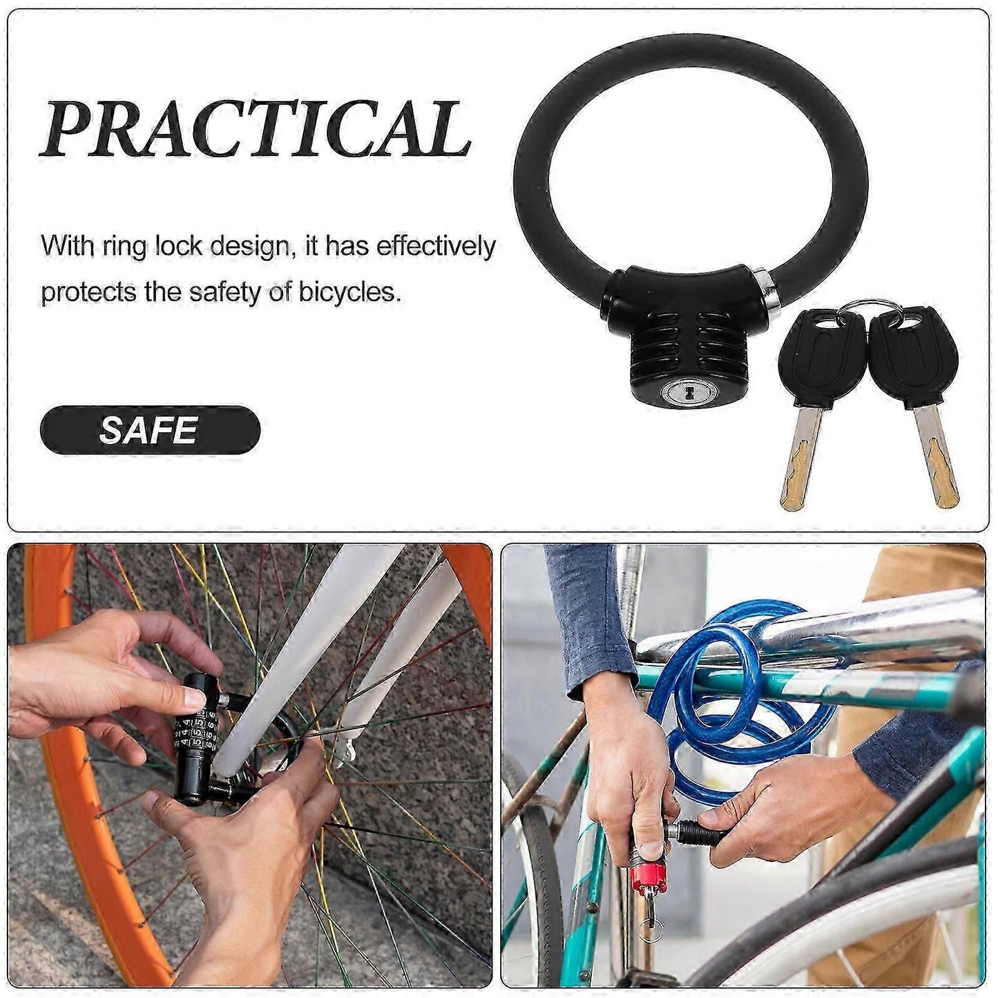 Portable Bike Lock Multi-Function Lock for Bicycle Use Black