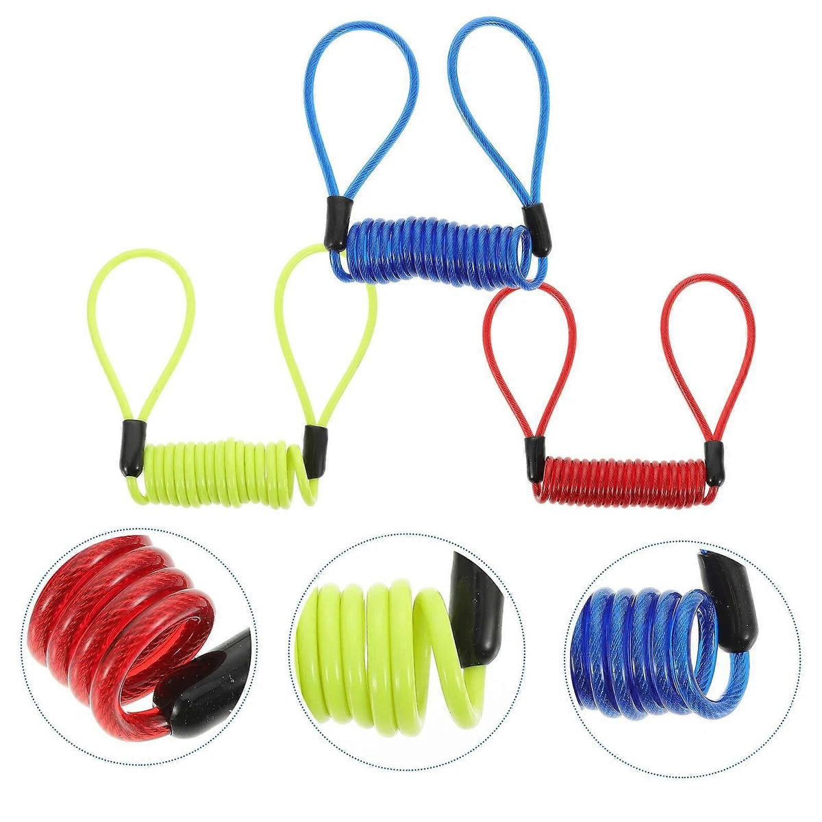 3 Pcs Bicycle Lock Cable Disc Lock Reminder Motorcycle Bike Bicycle Cable Spring Antitheft Protection Handlebar Alarm Wire