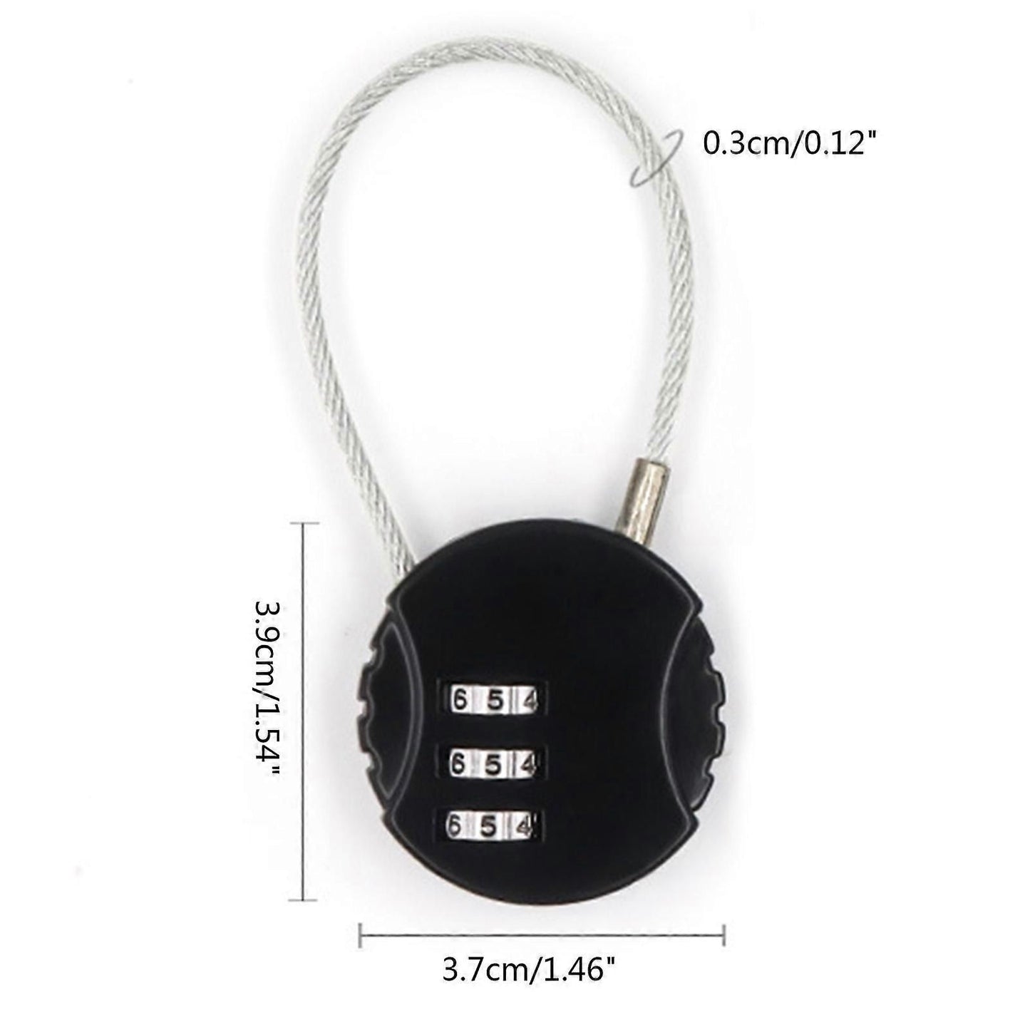 Resettable Travel Cable Lock 3Digit Helmet Lock Multipurpose Electric Bicycle Lock Suitcase Luggage Lock Code Lock Cable -Black