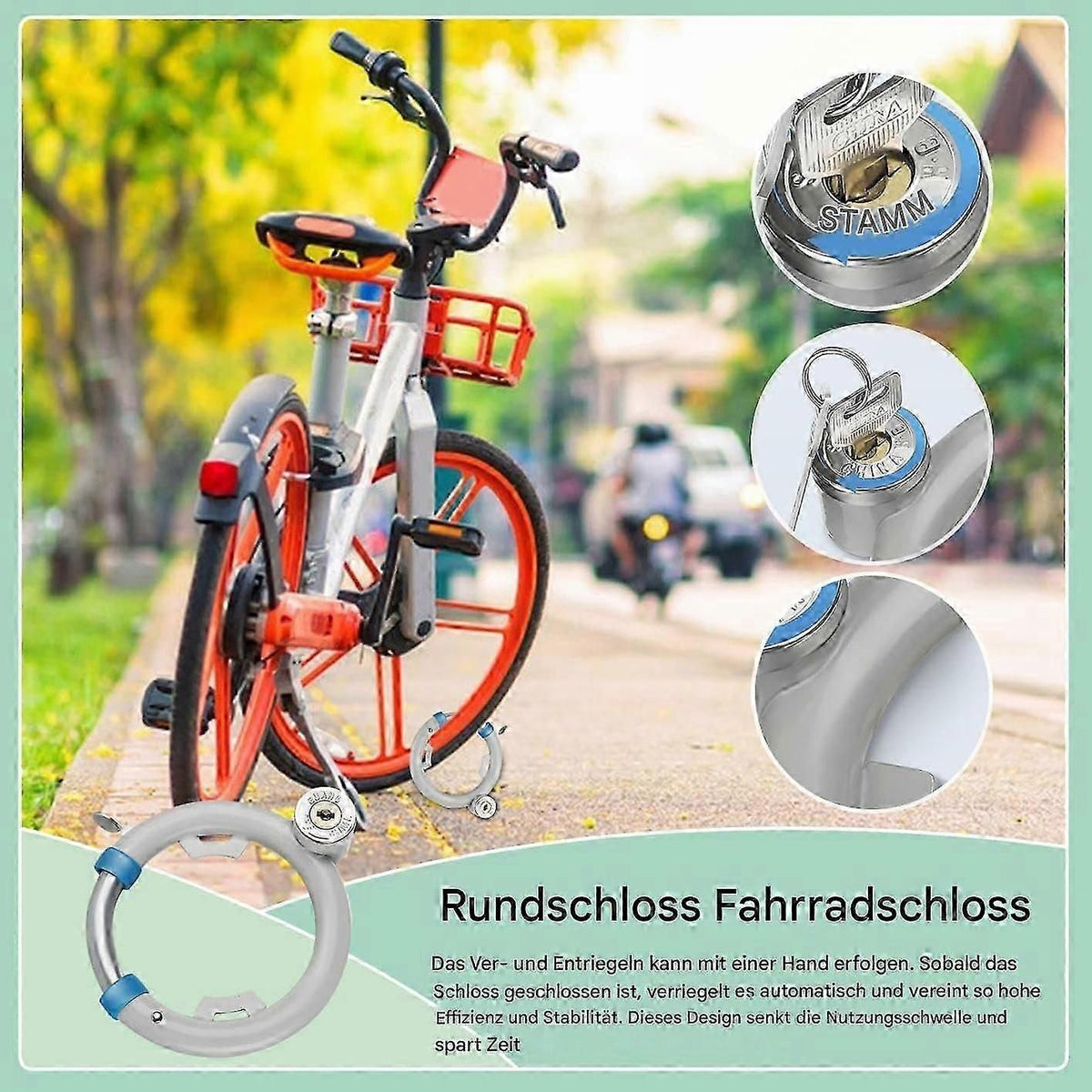 Bicycle lock, heavyduty antitheft security locks, brake locks for security discs, multifunctional round podlock, weatherproof construction